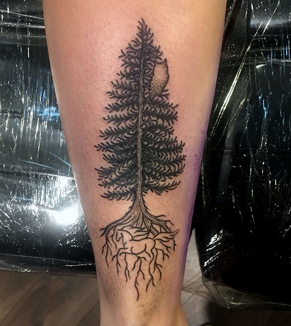 collette-owen-tattoo-tree-pine - Snake & Tiger